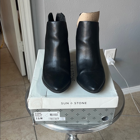 Sun + Stone Black and Tan Ankle Booties - Picture 4 of 8